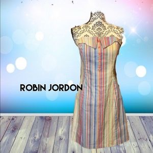 CLOSET CLOSING 9/30 Rainbow pinstripe strapless dress boho pinup